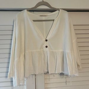 We The Free - Free People white boxy cropped top